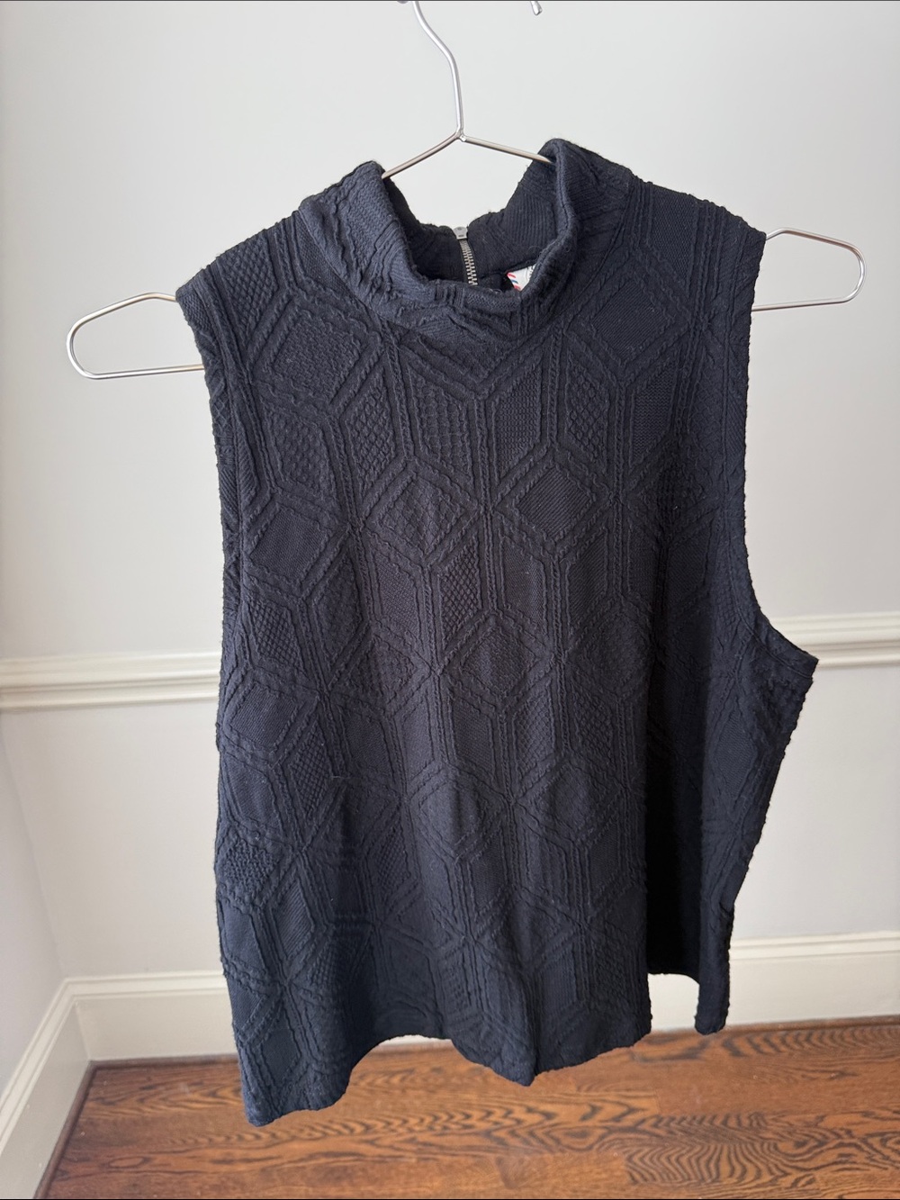Anthropologie Black Sleeveless Cowl Textured Knit Top